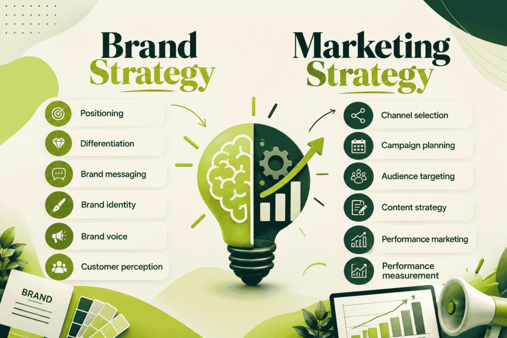 difference btw brand strategy and Marketing strategy